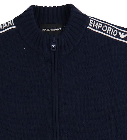 Emporio Armani Cardigan - Acryl/Wolle - Navy m. Logo-Streifen