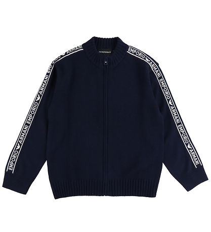 Emporio Armani Cardigan - Acryl/Wolle - Navy m. Logo-Streifen