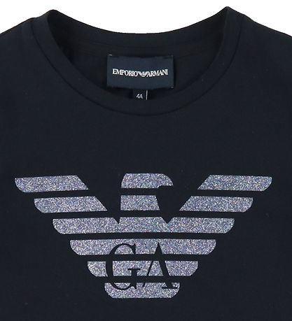 Emporio Armani Stuttermabolur - Svart M. Lógó/Glimmer