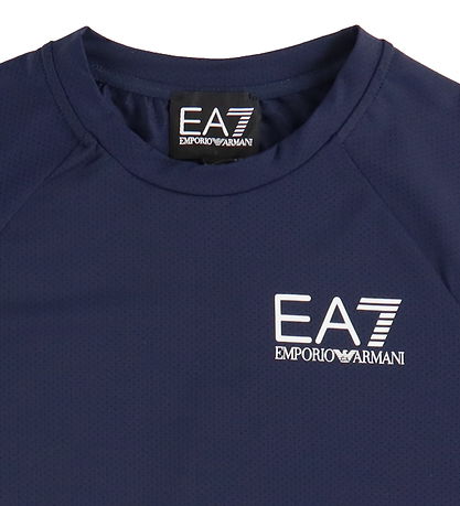EA7 Stuttermabolur - Dökkblátt M. Hvítur