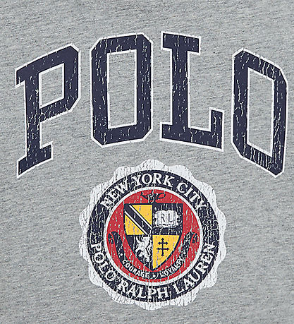 Polo Ralph Lauren T-shirt - Cropped - Grey Melange w. Print