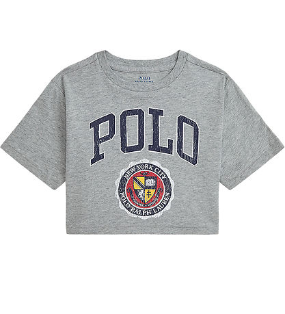Polo Ralph Lauren T-shirt - Cropped - Grey Melange w. Print