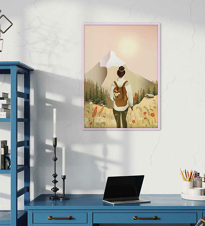 Vissevasse Tavelram - Trä - 50x70 cm - Rosa
