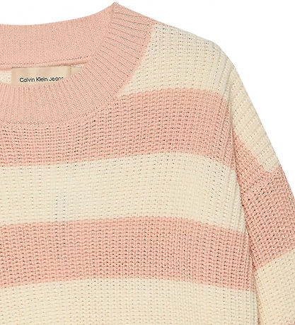 Calvin Klein Blússa - Prjónað - Ck Stripe - Peach Písk