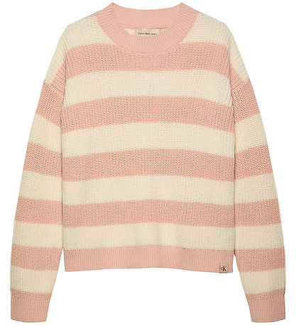 Calvin Klein Blússa - Prjónað - Ck Stripe - Peach Písk