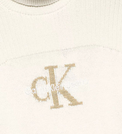 Calvin Klein Bluse - Strick - Monologo-Rollkragen - Ivory