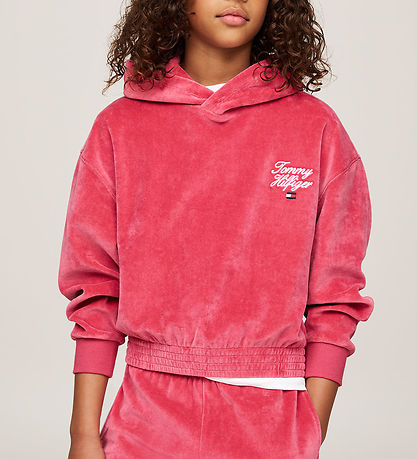 Tommy Hilfiger Hettupeysa - Velúr - Handrit - Arfleifð Bleikt