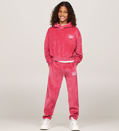 Tommy Hilfiger Hettupeysa - Velúr - Handrit - Arfleifð Bleikt