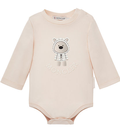 Moncler Set - Mütze/Babylätzchen/Body L/æ - Light Pink m. Kusche