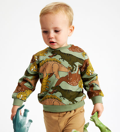 The New Siblings Sweatshirt - TnsLee - Hedge Green Dino AOP