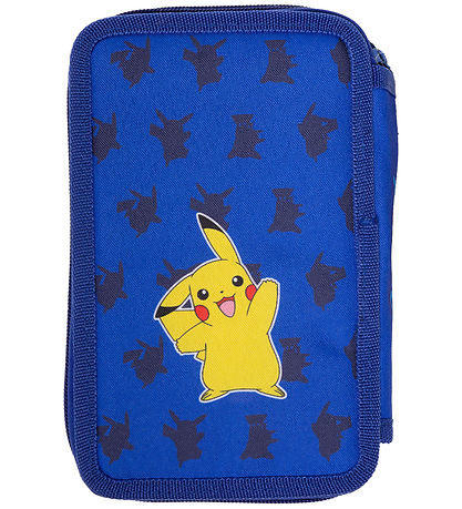 Pokémon Pencil Case w. Contents - Double - Blue/Yellow w. Pikach