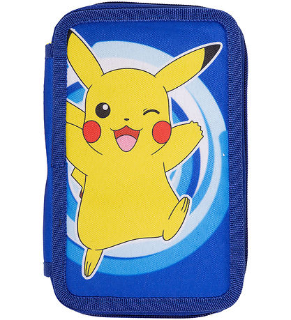 Pokémon Pencil Case w. Contents - Double - Blue/Yellow w. Pikach