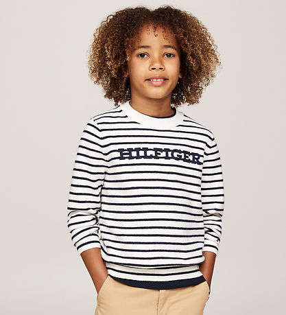 Tommy Hilfiger Blouse - Knitted - Monotype - White Base/Blue Str