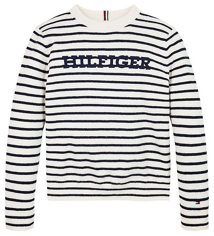Tommy Hilfiger Blouse - Knitted - Monotype - White Base/Blue Str