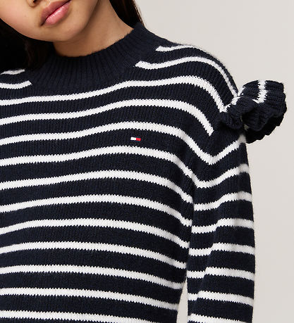 Tommy Hilfiger Kleid - Strick - Ruffle Skater - Desert Himmel St