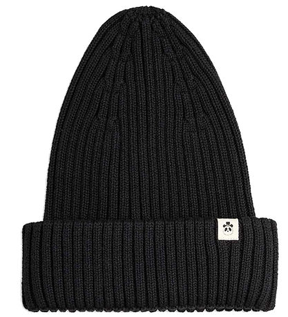 Mini Rodini Beanie - Knitted - Rib Fold Up - Black