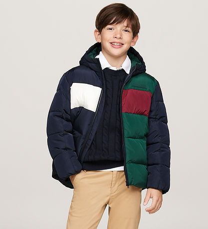 Tommy Hilfiger Puffer Jacket - Colorblock - Ornamental Green/Rou