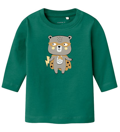 Name It Blouse - NbmVacion - Antique Green/Hero Bear