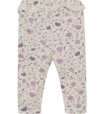 Minymo Leggings - Eggjaknús/Bleikt M. Blóm