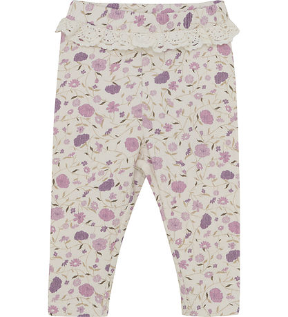 Minymo Leggings - Eggjaknús/Bleikt M. Blóm