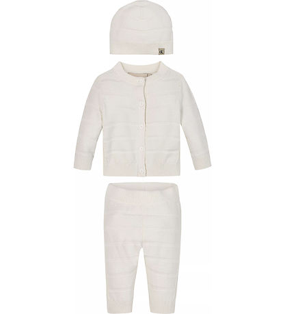 Calvin Klein Set - Cardigan/Byxor/Hatt - Rib Stickad - Ivory
