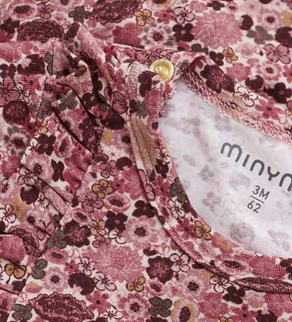 Minymo Samfella m. pilsi L/æ - Dusty Rose M. Blóm
