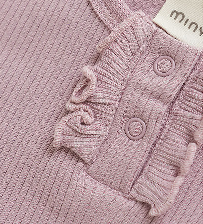 Minymo Samfella L/æ - Modal/Bómull - Rib - Dawn Bleikt