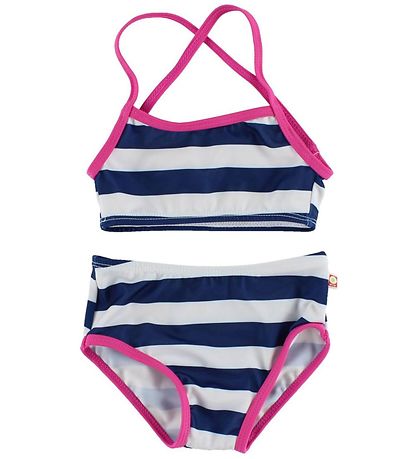 Katvig Classics Bikini - UV50+ - Navy /Weiß gestreift m. Pink Ra