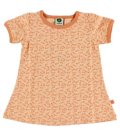 Småfolk Kleid - Pfirsich m. Blumen