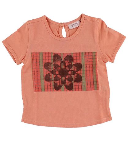 Noa Noa miniature T-shirt - Coral w. Flower