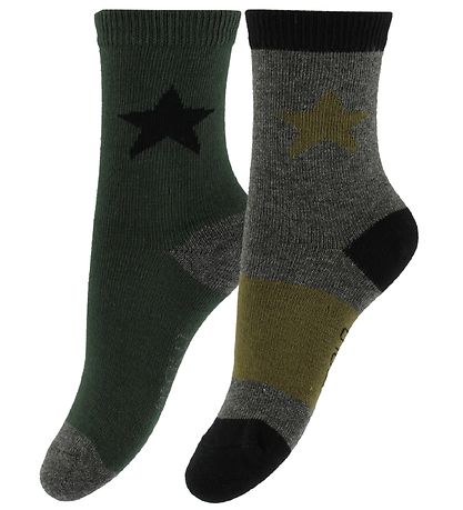 Molo Socken - 2er-Pack - Nitis - Graumeliert meliert/Grün