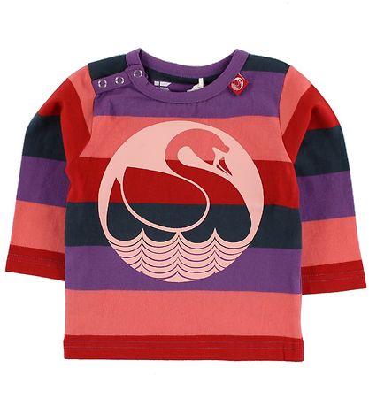 Danefæ Blouse - Red Striped w. Swan