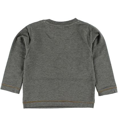 En Fant Pullover - Graumeliert meliert m. Print