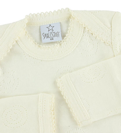 Smallstuff Bodysuit - L/S - Ivory w. Pointelle