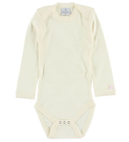 Smallstuff Bodysuit - L/S - Ivory w. Pointelle