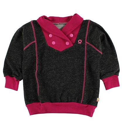 Katvig Sweatshirt - Zwart gemêleerd m. Donker Roze