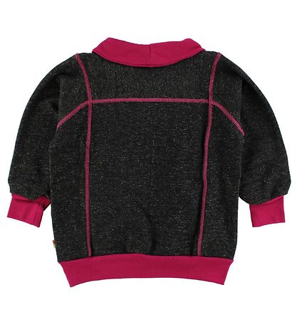 Katvig Sweatshirt - Zwart gemêleerd m. Donker Roze