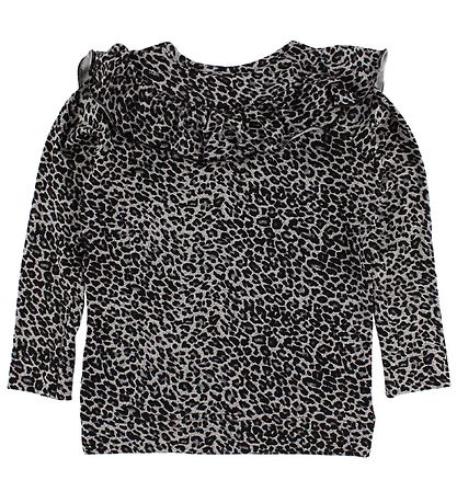 MarMar Blouse - Grey Leopard w. Ruffles