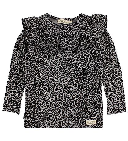 MarMar Blouse - Grey Leopard w. Ruffles