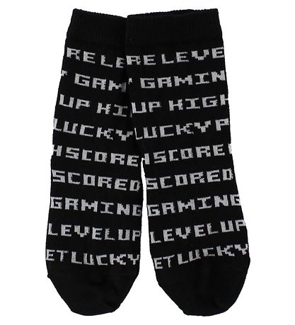 Molo Socken - 2er-Pack - Norm - Weiß/Schwarz m. Text
