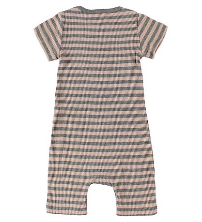 MarMar Zomerromper - Rib - Roze/Grijs Gestreept