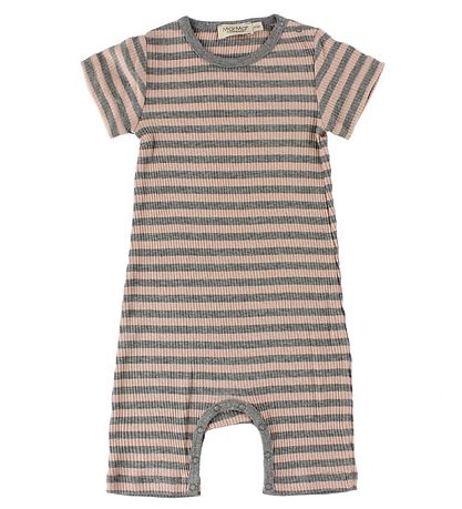 MarMar Zomerromper - Rib - Roze/Grijs Gestreept