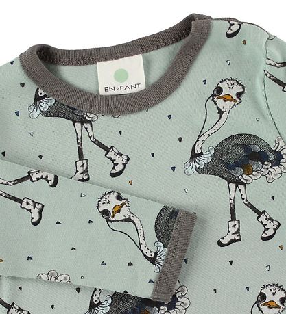 En Fant Blouse - Dusty Green w. Ostriches