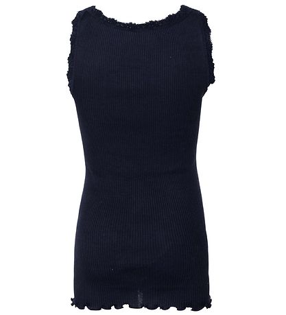 Rosemunde Top - Lang - Seide/Baumwolle - Navy m. Spitze