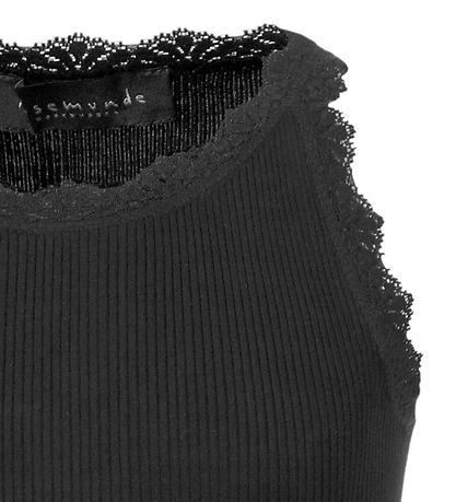 Rosemunde Top - Longue - Soie/Coton - Noir av. Dentelle