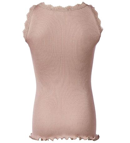 Rosemunde Top - Long - Silk/Cotton - Powder Rose w. Lace