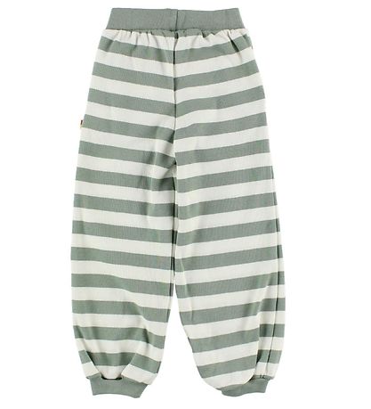 Katvig Trousers - White/Dusty Green Striped