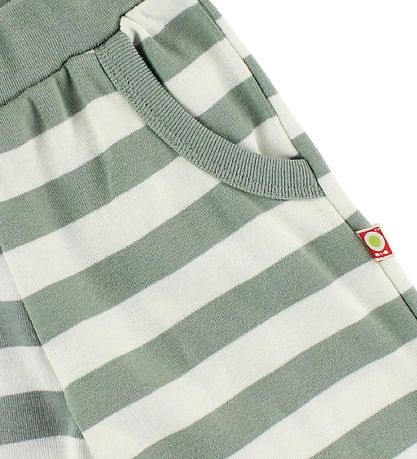 Katvig Trousers - White/Dusty Green Striped