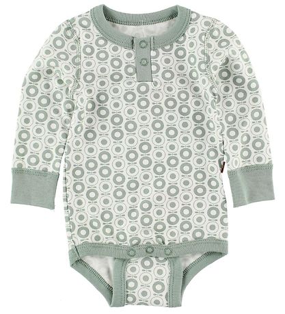 Katvig Classic Bodysuit - L/S - White w. Dusty Green Apples