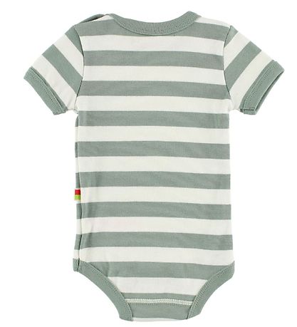 Katvig Bodysuit - s/s - White/Dusty Green Striped